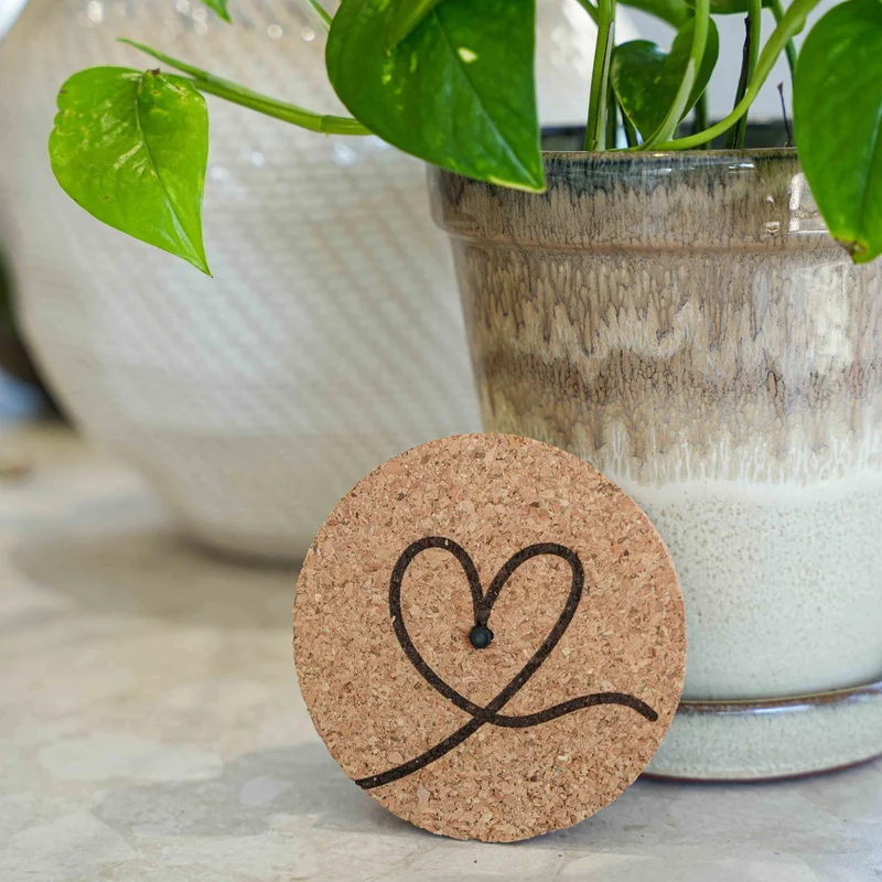 Engraved LED cork lid - 'LOVE' - Heart icon - Available in 3 sizes