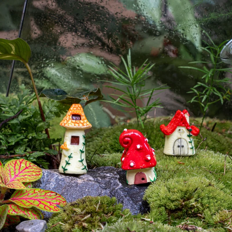 Fairy Village - Decorative Miniature Houses - 3 pcs - ↑ 1 - 3 cm