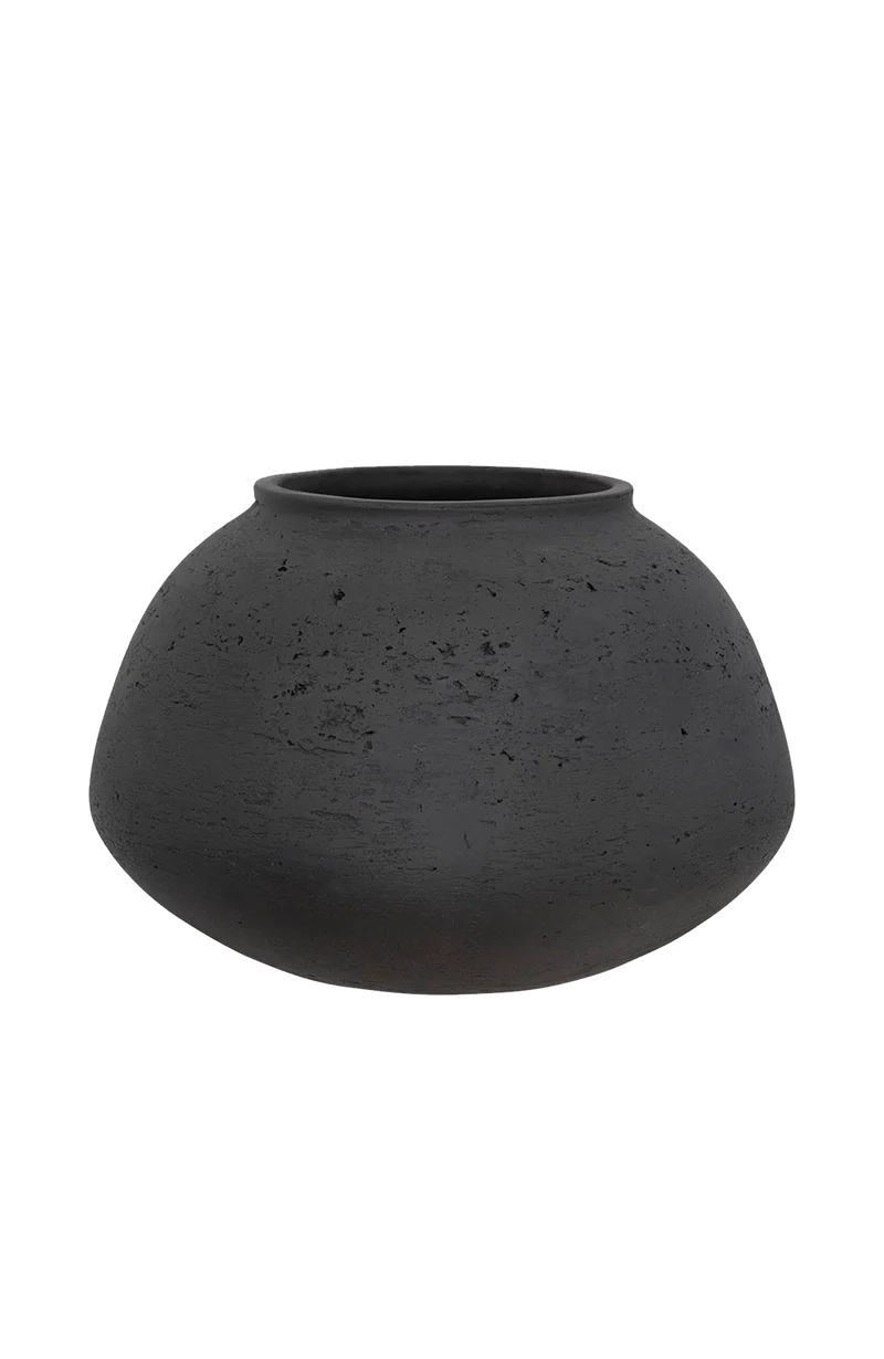 Vase Imara Schwarz, wasserdicht aus glasfaserverstärktem Ton