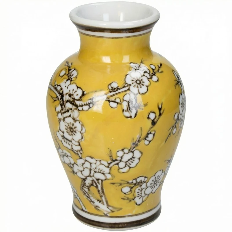 Porcelain Vase - Yellow - Flower vase - Ø 9,5 ↑ 15 cm