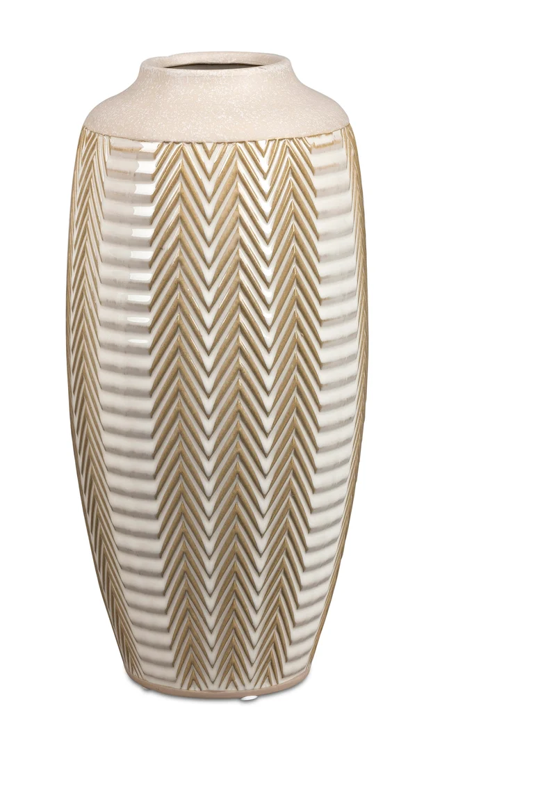 formano Design-Vase aus Keramik – Matt-glänzende Oberfläche mit Relief, Höhe 25 cm