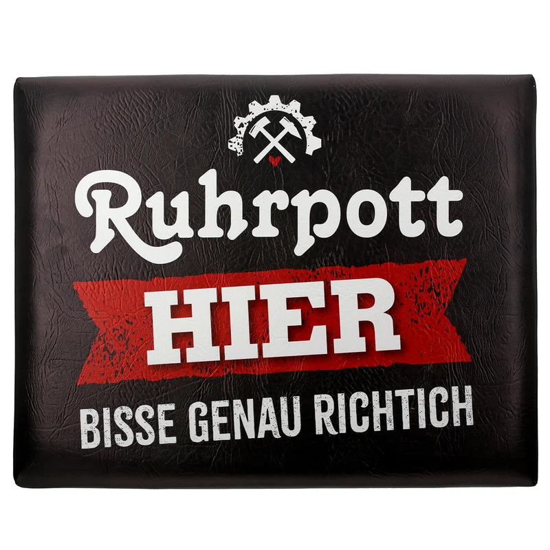 Gilde Getränkekisten-Sitzpolster „Ruhrpott“ – Kistenauflage für Bierkästen, 42 x 32 cm, Schwarz
