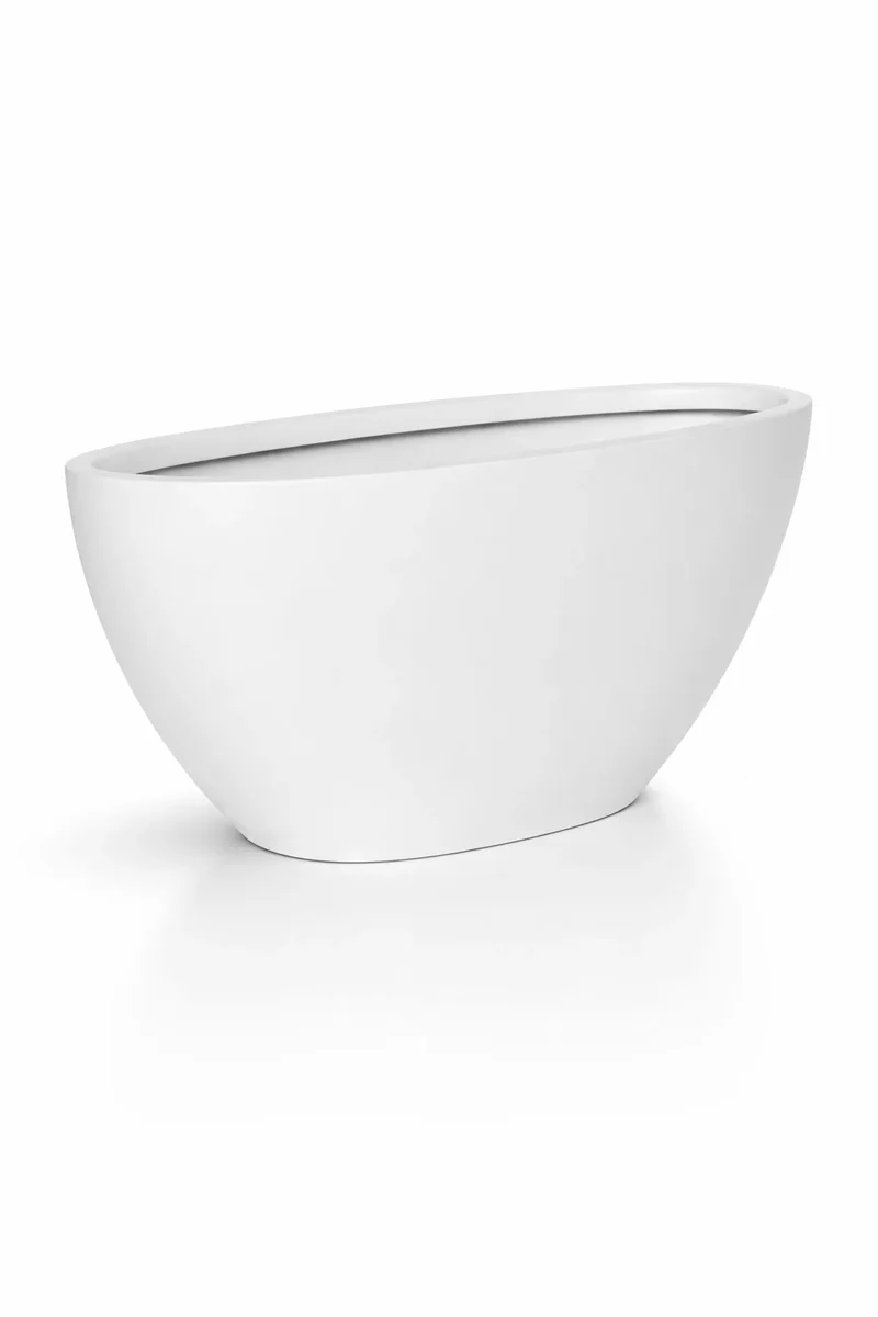 Ovale Pflanzschale Dorant Matt Weiß aus Fiberstone