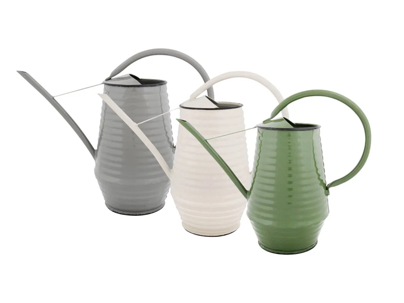 Flower watering can - Zinc - 1 liter - Green - Gray - White