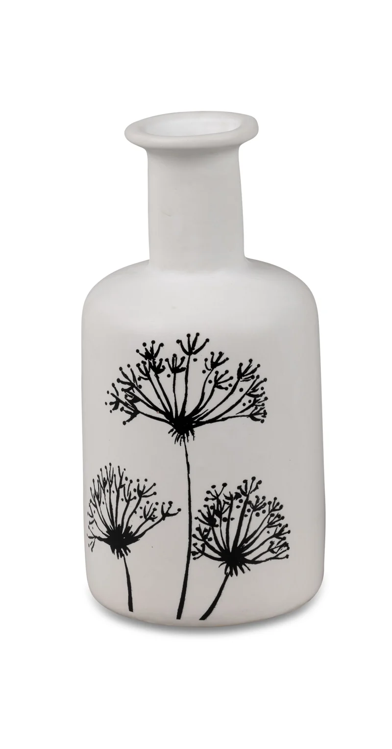 formano Porzellan-Vase – weiß – Matt glasiert mit feinem Dekor, Ø 9 cm, Höhe 19 cm