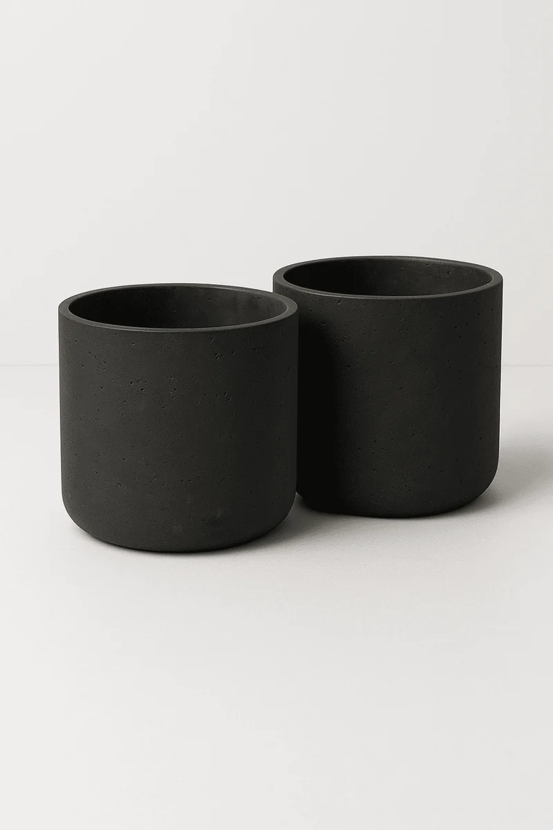 Übertöpfe Charlie Schwarz, 2er-Set Ø 25 cm aus glasfaserverstärktem Ton
