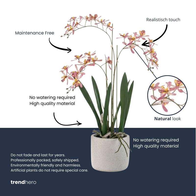 Renanthera Orchid Pink in pot - 56 cm - Artificial plant