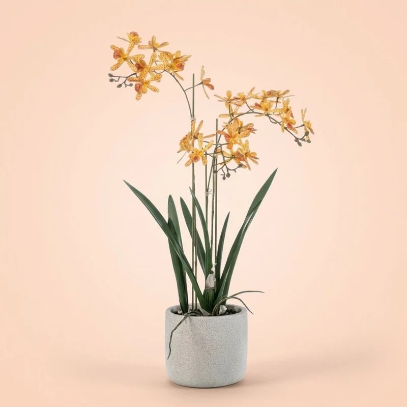 Renanthera Orchid Yellow & Orange in pot - 56 cm - Artificial plant