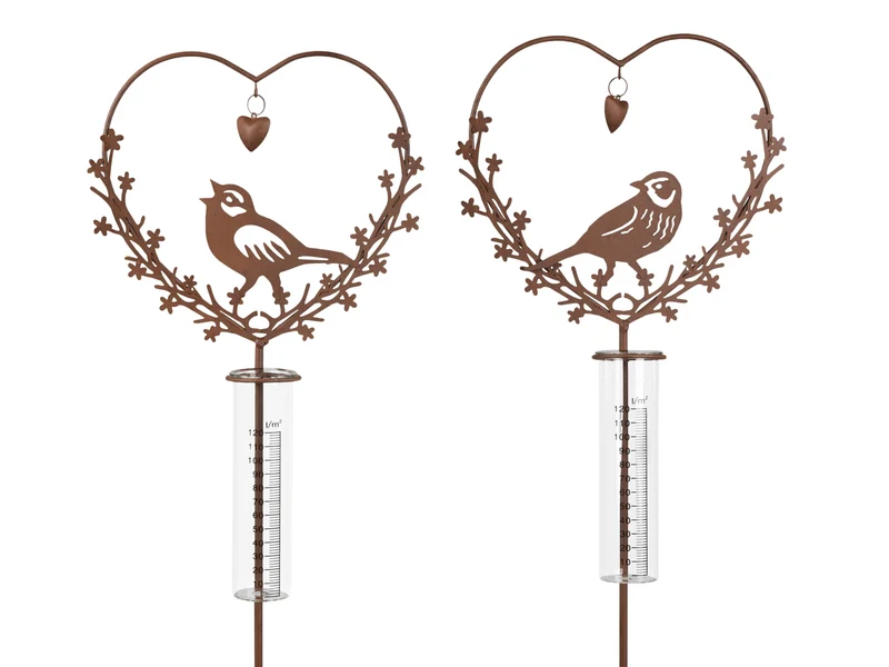 Gartenstecker Vogel mit Regenmesser 2er Set