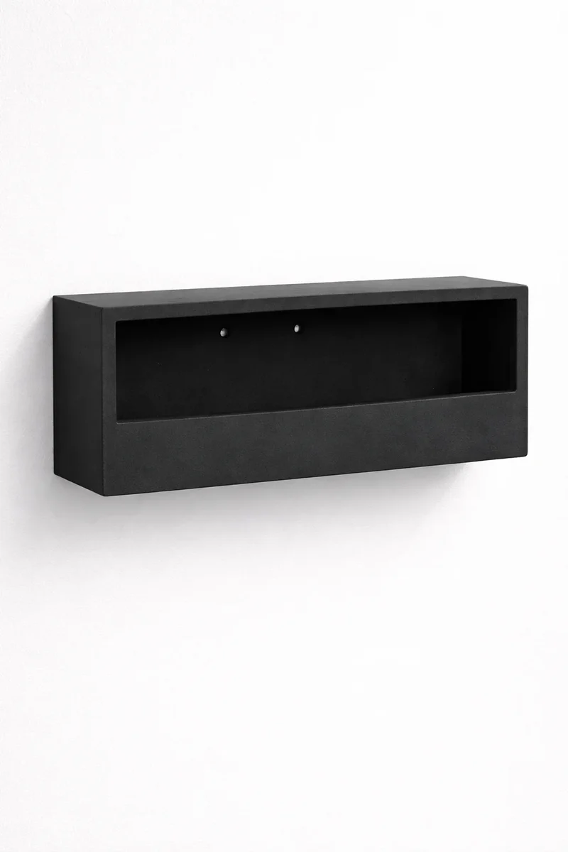 Längliche Wandpflanzschale Wally Balcony Schwarz aus Fiberstone