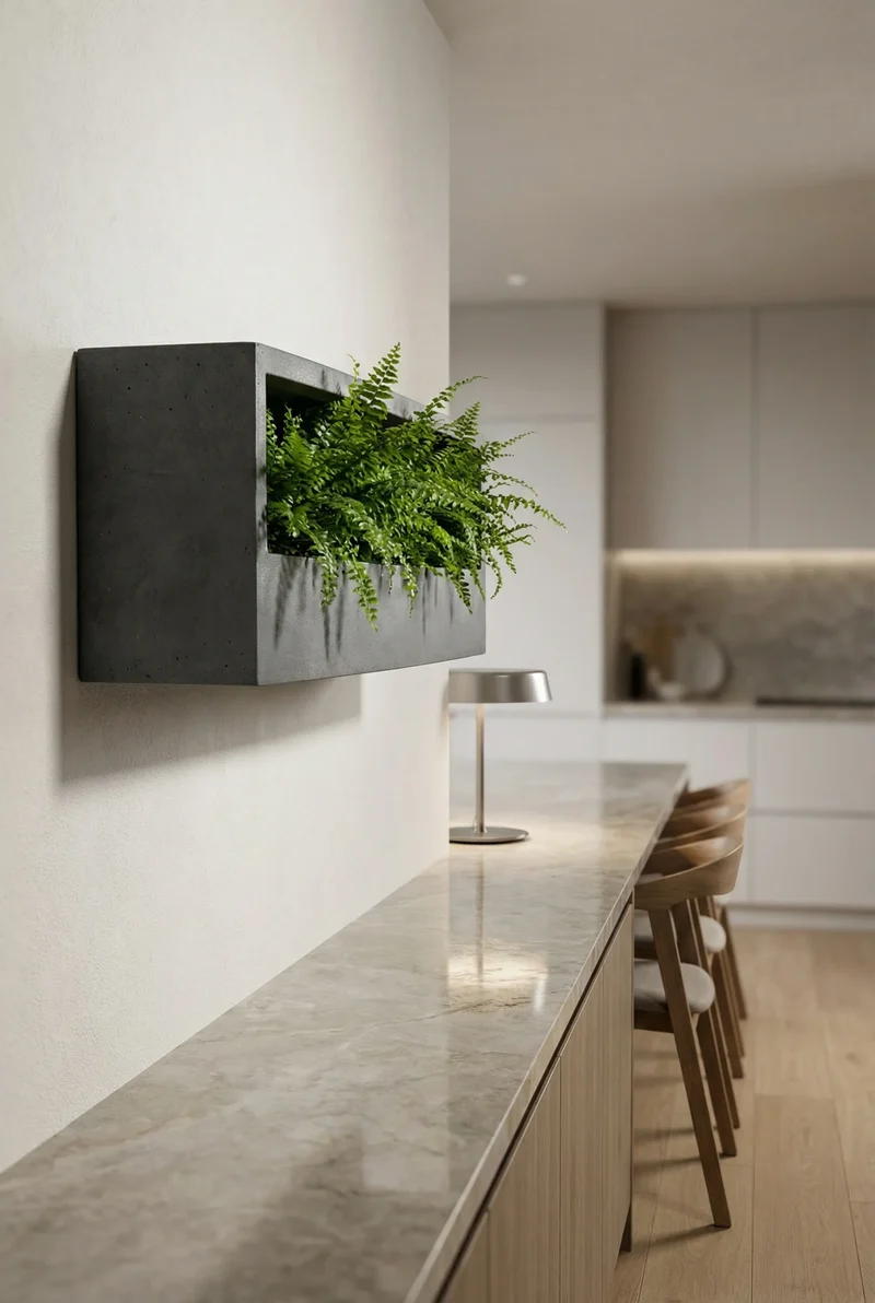 Längliche Wandpflanzschale Wally Balcony Grau aus Fiberstone