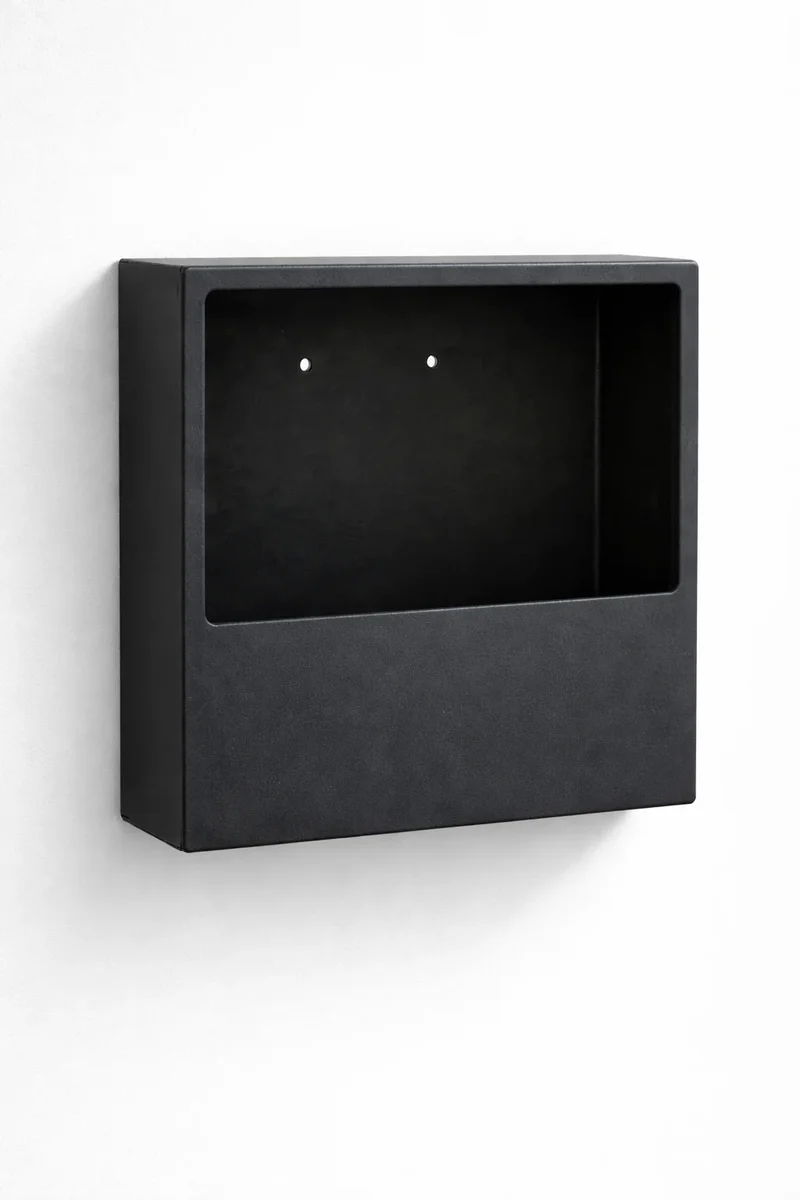 Eckige Wandpflanzschale Wally Jack Schwarz aus Fiberstone