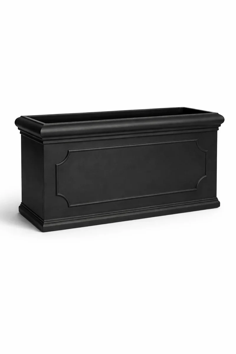 Rechteckiger Pflanzkübel Jort Classic Schwarz mit Bordüre