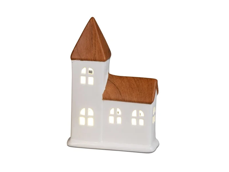 Windlicht Haus mit LED Licht + Timer