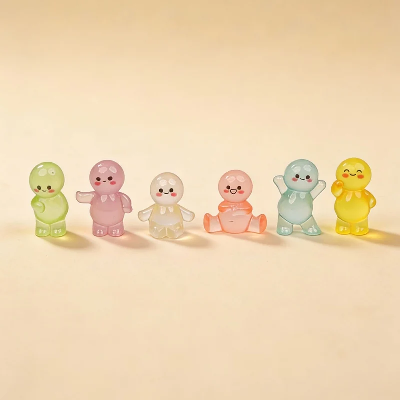 Glow Buddies - Decorative Miniature Figures - Glow in the dark - 6 pcs - ↑ 3 cm