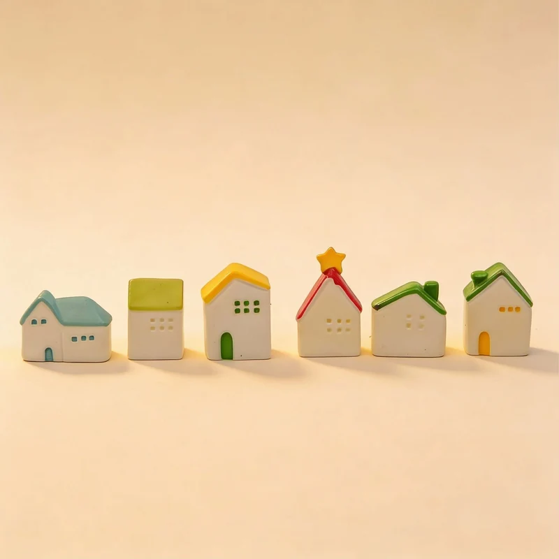 Dream Village - Decorative Miniature Houses - 6 pcs - ↑ 2 - 3 cm