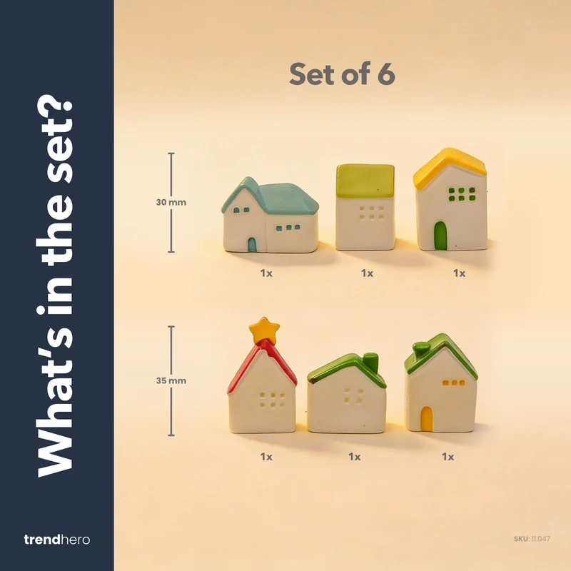 Dream Village - Decorative Miniature Houses - 6 pcs - ↑ 2 - 3 cm