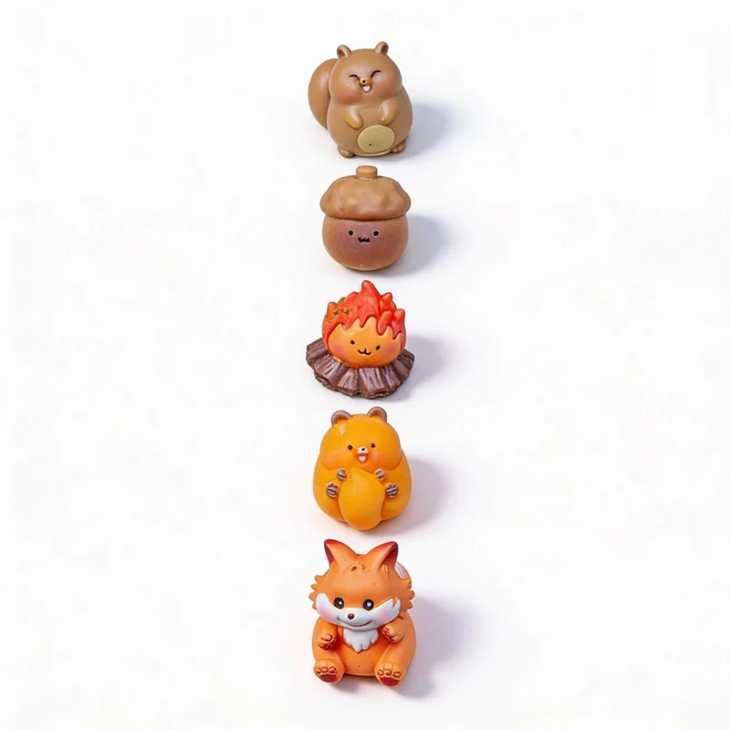 Forest Friends - Decorative Miniature Figures - Autumn Theme - 6 pcs - ↑ 1 - 3 cm