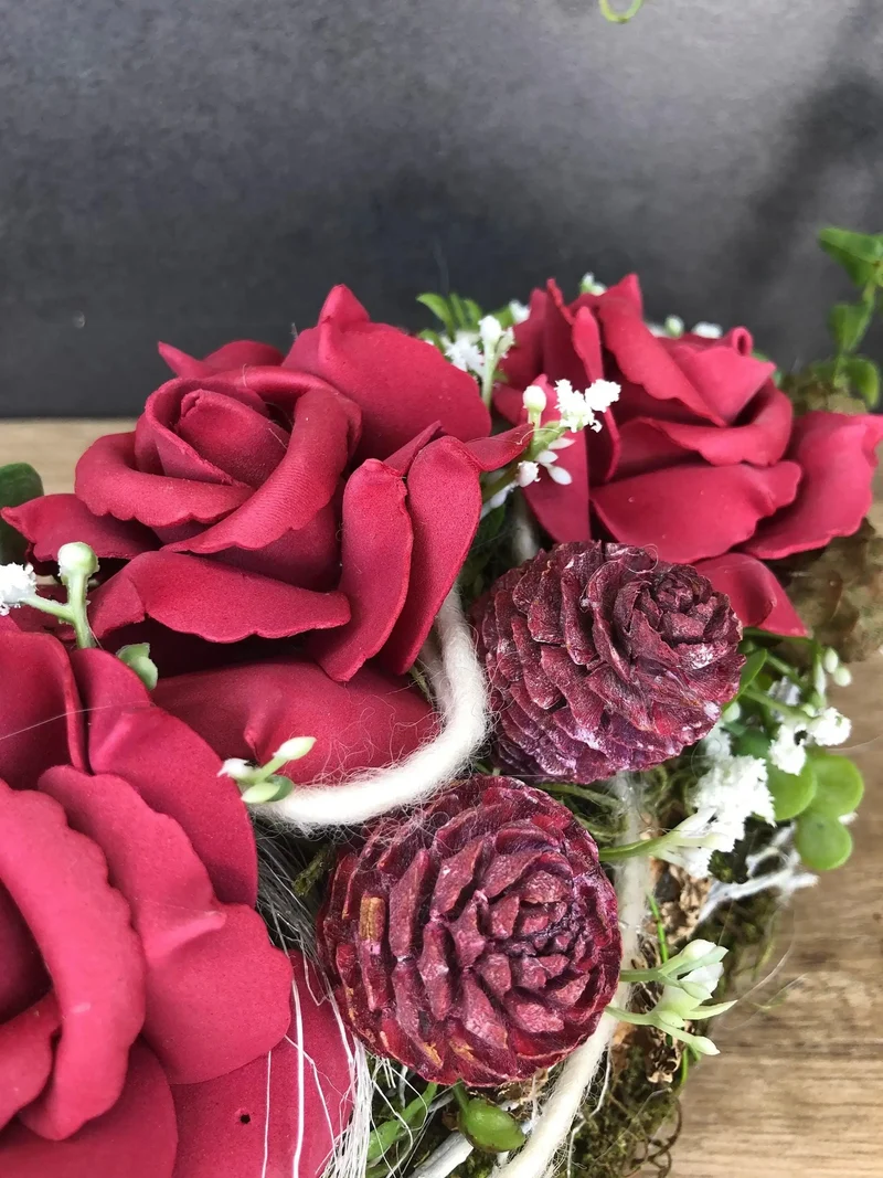 Rose Grabgesteck 35cm Seidenblumen – würdevolle Grabdekoration