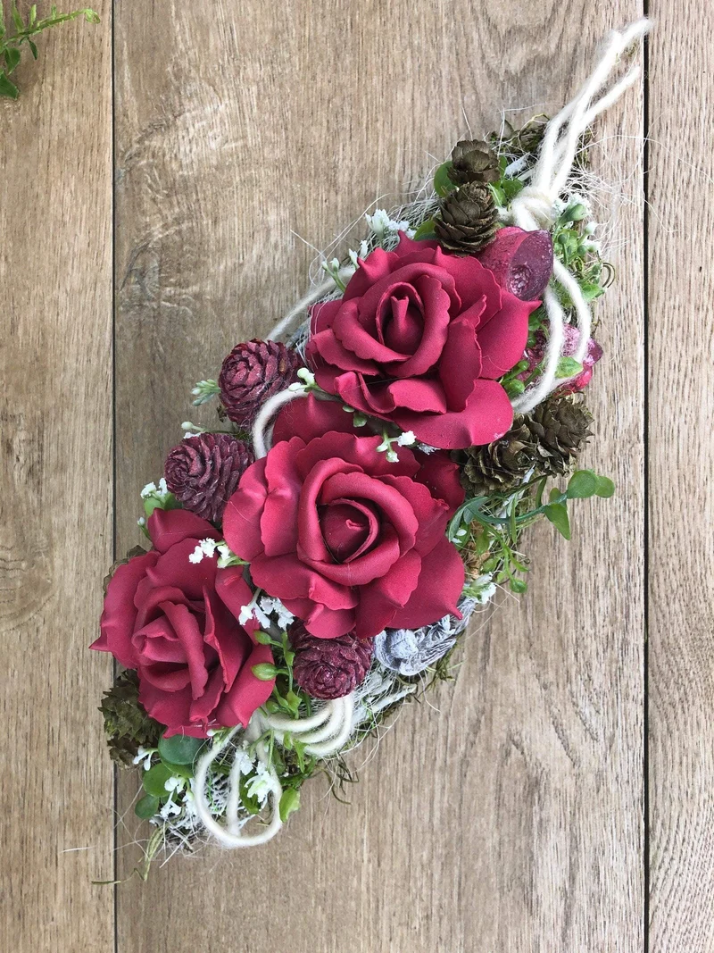 Rose Grabgesteck 35cm Seidenblumen – würdevolle Grabdekoration