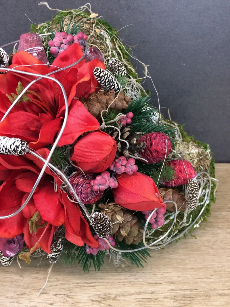 Seidenblumen Grabherz Amaryllis – Grabdekoration handgefertigt