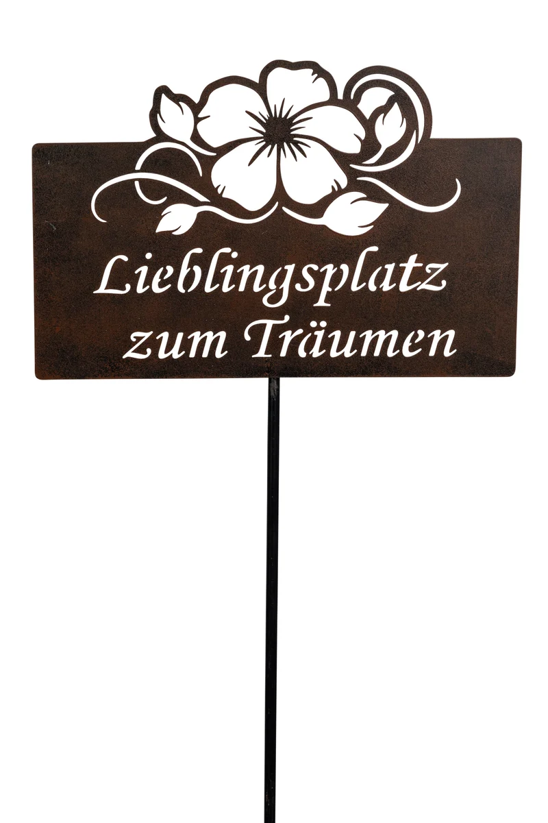 Gartenstecker mit Spruch "Lieblingsplatz zum Träumen"