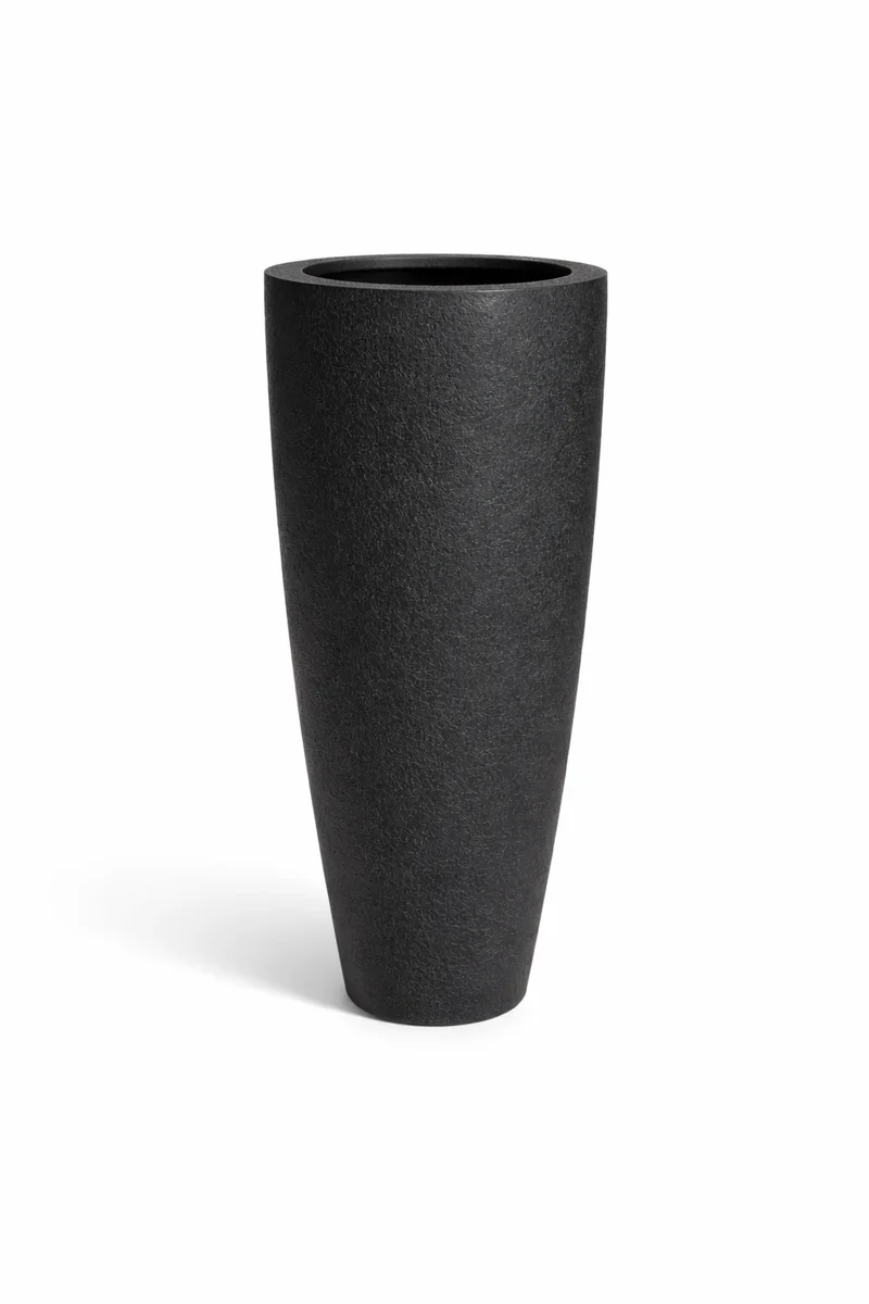 Bodenvase Dax Schwarz in Granit-Optik mit Zwischenboden