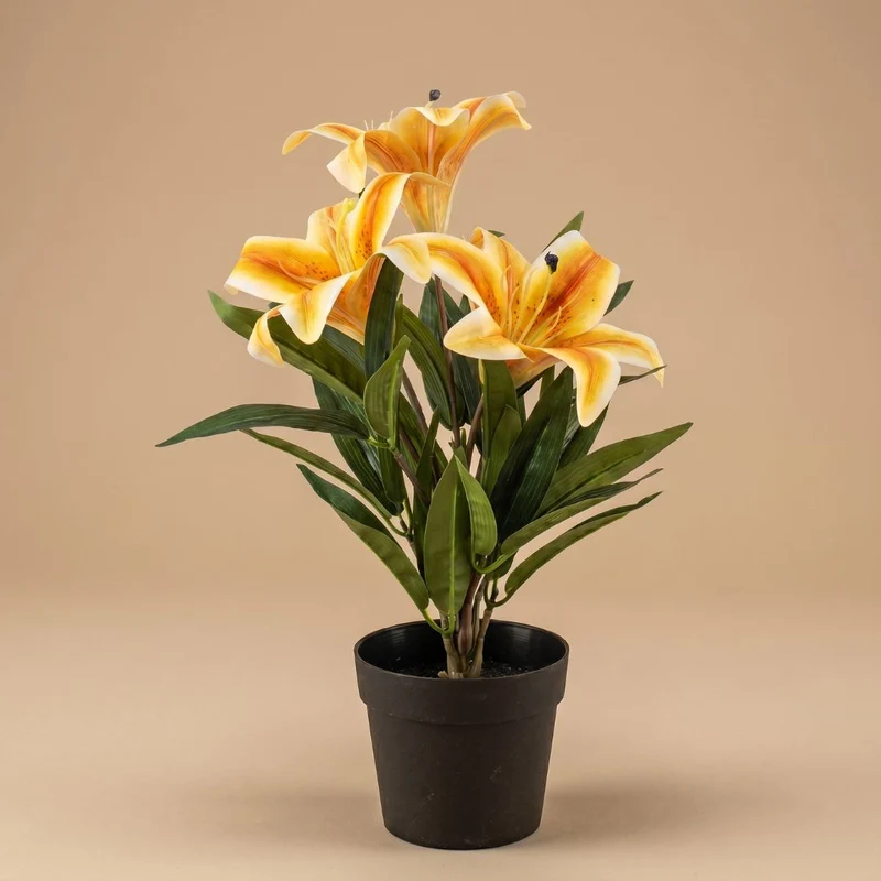 Lily in pot - Yellow/orange - Artificial plant - ↑ 33 cm