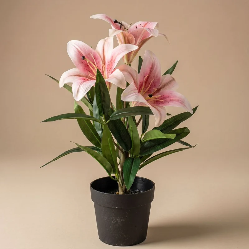 Lily in pot - Pink - Artificial plant - ↑ 33 cm