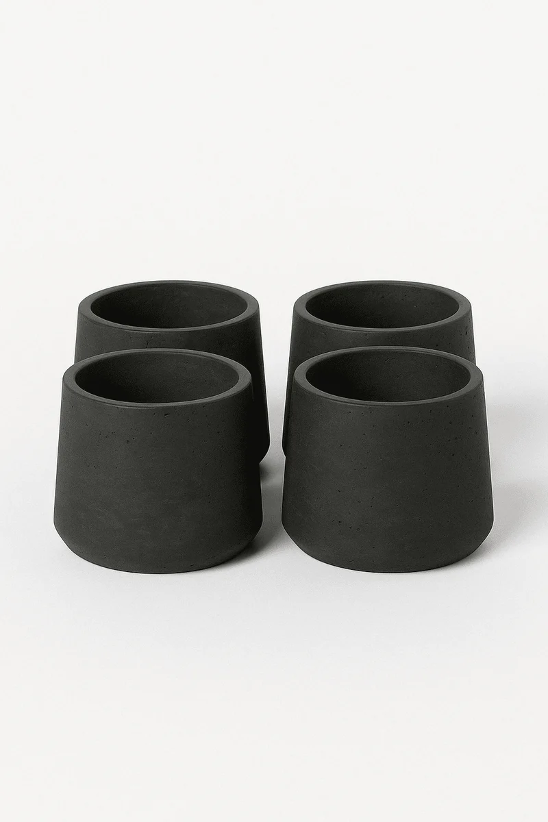 Übertöpfe Patt Schwarz, 4er-Set Ø:20 cm aus glasfaserverstärktem Ton