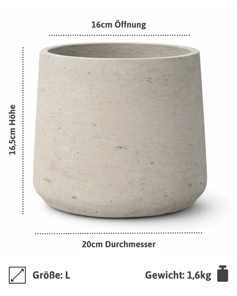 Übertöpfe Patt Grau, 4er-Set Ø:20 cm aus glasfaserverstärktem Ton