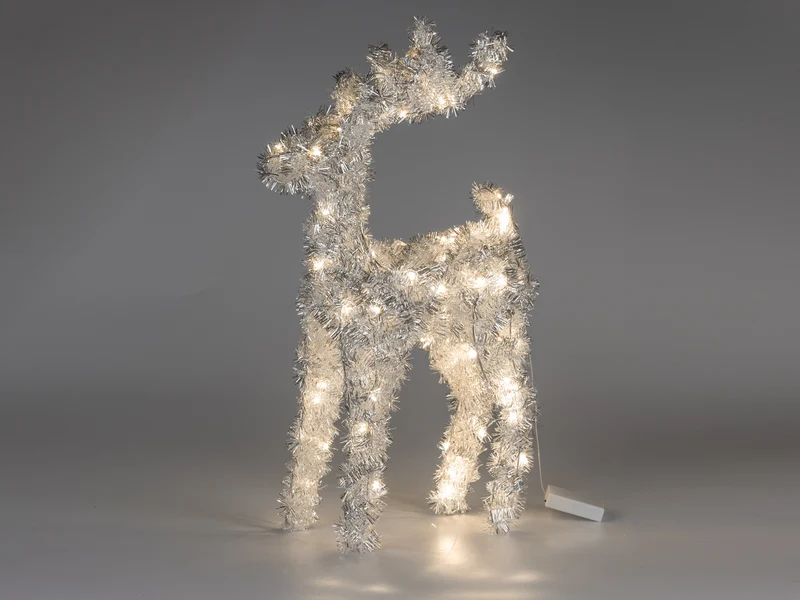 Metall-Hirsch mit 50 LED Licht Silber Höhe: 50cm
