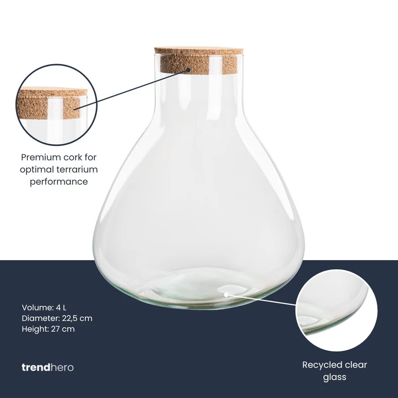 Terrarium bottle 'Sammie' with cork - Closed terrarium Ø 22.5 cm ↑ 27 cm