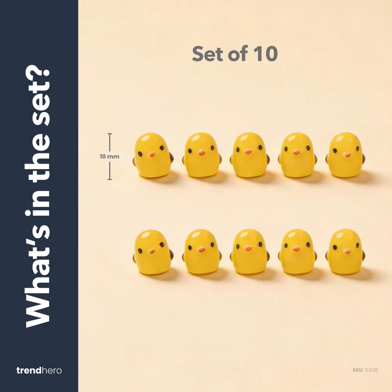 Chick Class – Decorative Mini Chicks – Yellow – Set of 10 – ↑ 1 cm