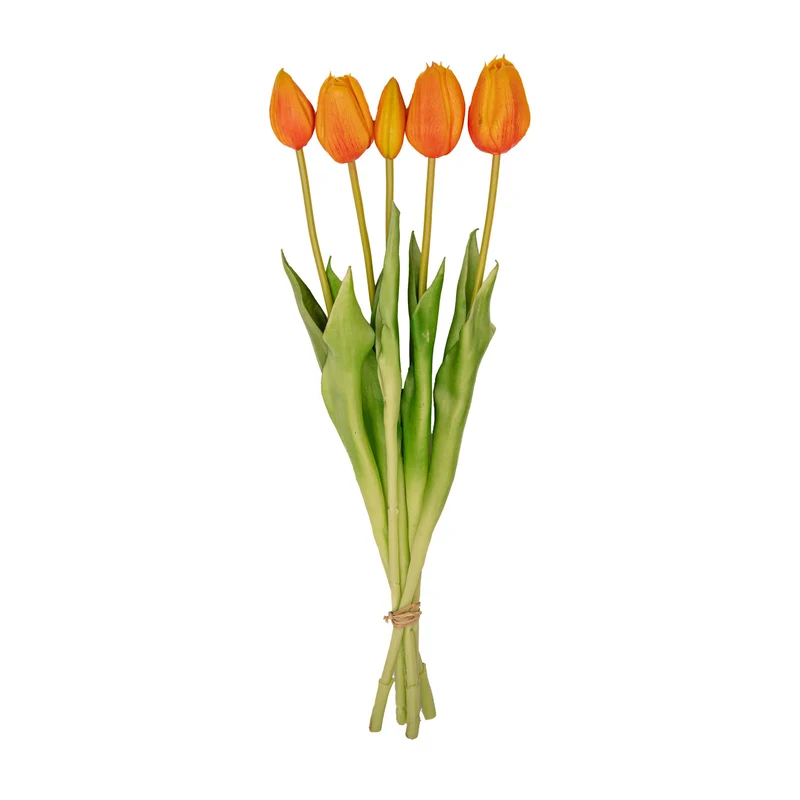 Tulip Bouquet - Yellow - ‘Real Touch’ Artificial Tulips - 5 Tulip stems - 43 cm