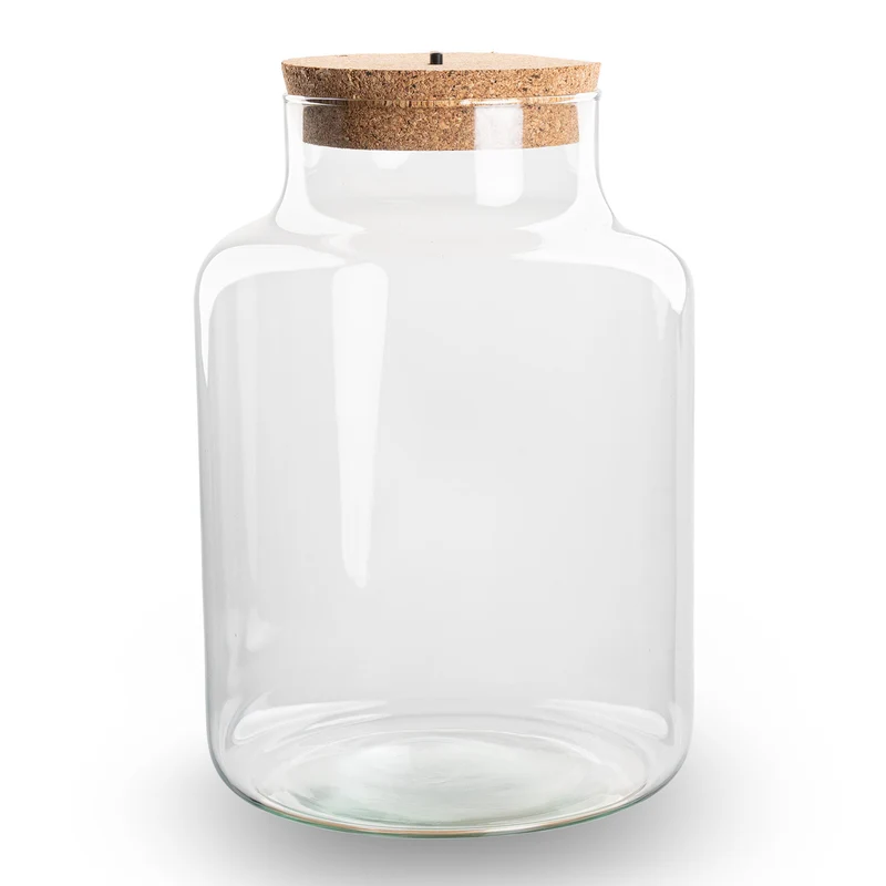 Terrarium bottle 'Little Milky' - Incl. LED cork - Closed terrarium Ø 17 cm ↑ 25 cm