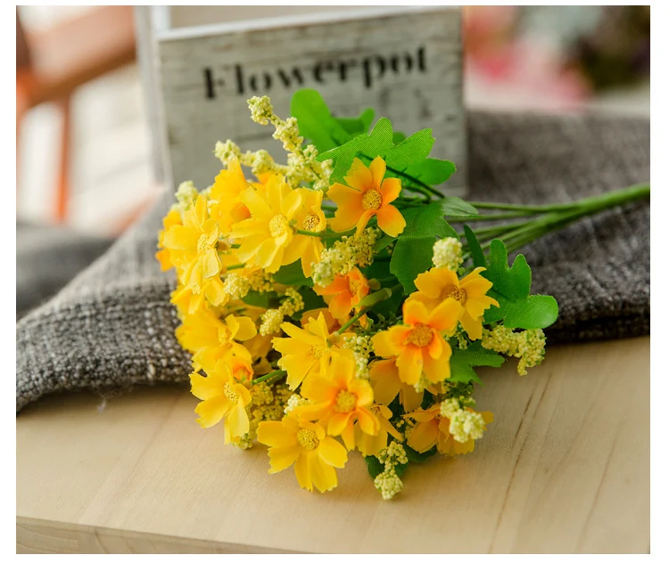 Künstliche Gänseblümchen Künstliche Balkonpflanzen und Innen, Plastik Blumen Dekoration, Faux Kunststoff UV-beständige Blumen für Gräber und Garten