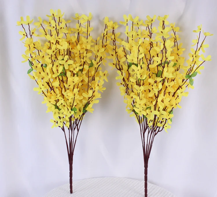 2er Set Künstliche Forsythienzweige 60cm mit Gelben Blüten - Täuschend Echte Frühlingsblumen für Vase, Tischdeko & Wohnzimmer