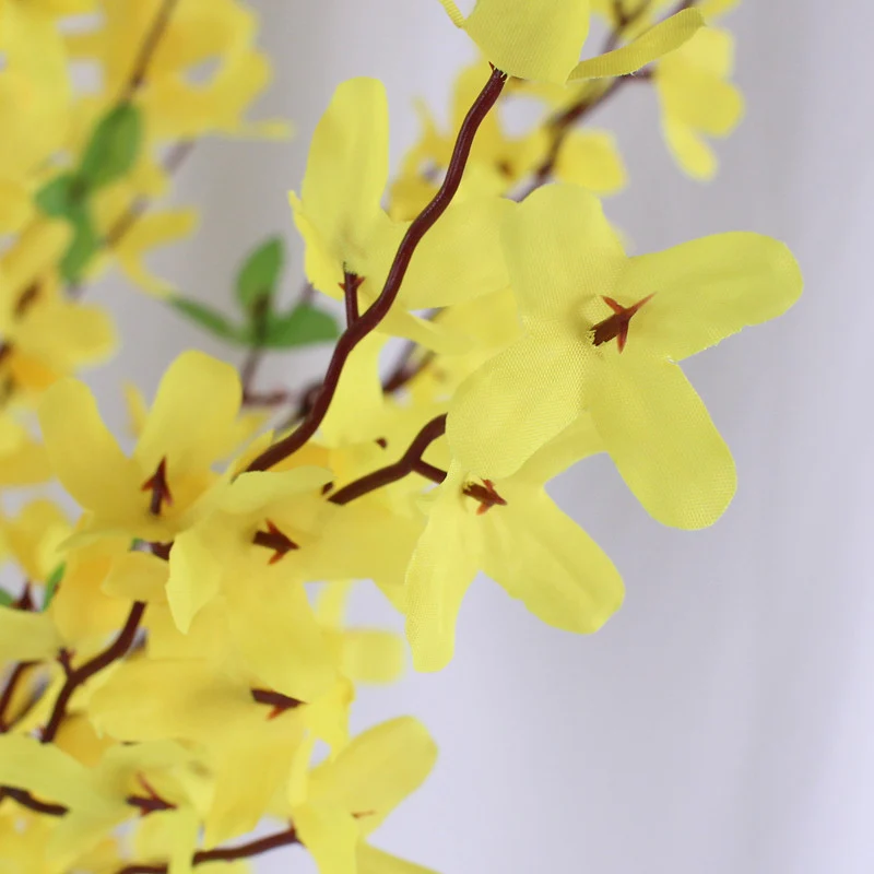 2er Set Künstliche Forsythienzweige 60cm mit Gelben Blüten - Täuschend Echte Frühlingsblumen für Vase, Tischdeko & Wohnzimmer