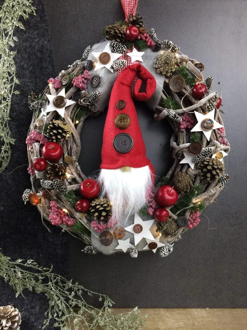 Weihnachtskranz Türkranz Wichtel 45cm – handgefertigt Wunschfarbe