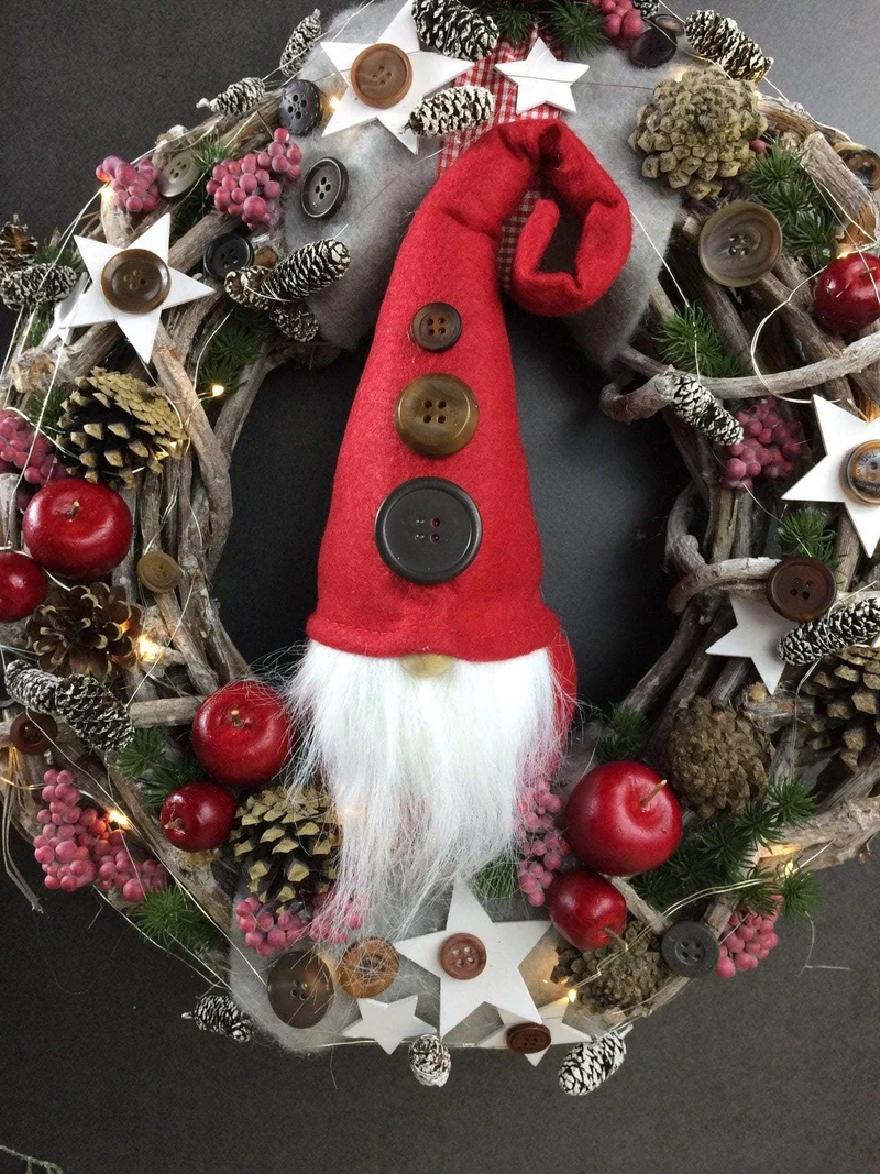 Weihnachtskranz Türkranz Wichtel 45cm – handgefertigt Wunschfarbe