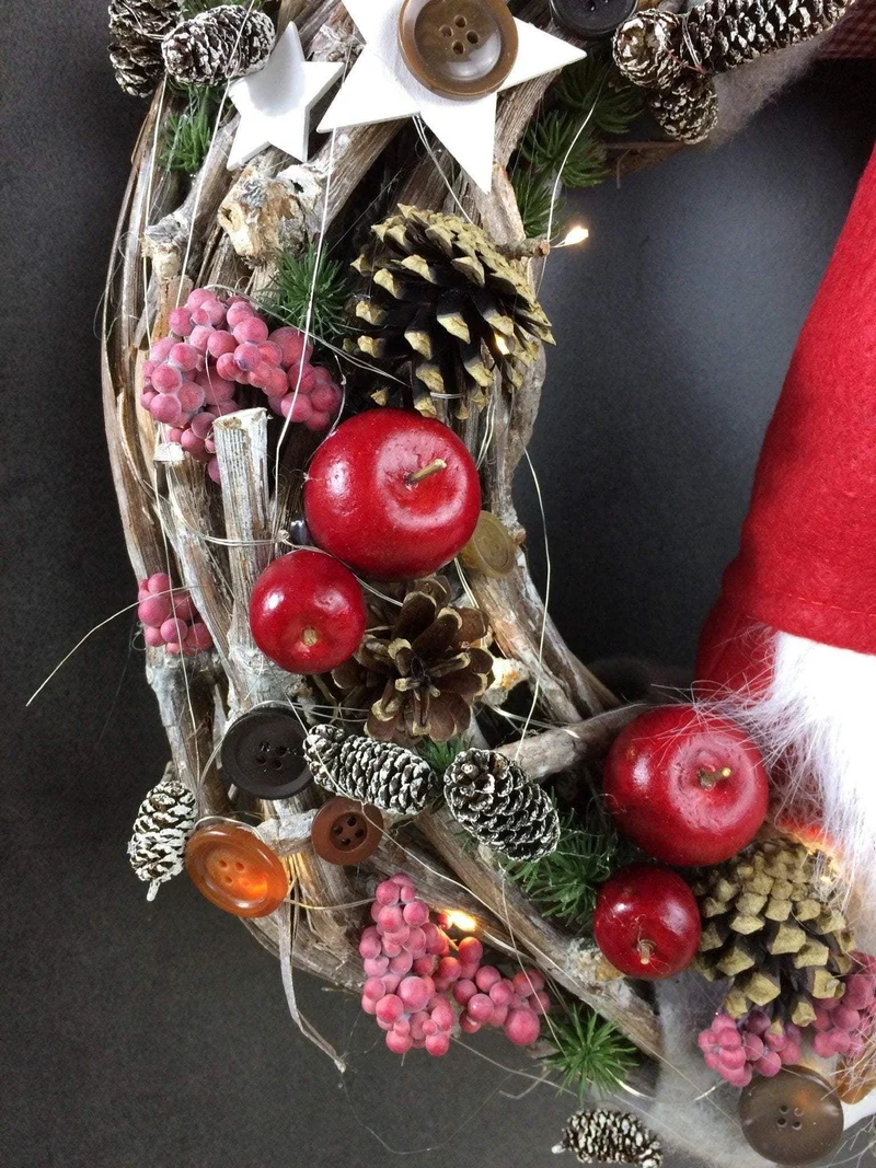 Weihnachtskranz Türkranz Wichtel 45cm – handgefertigt Wunschfarbe
