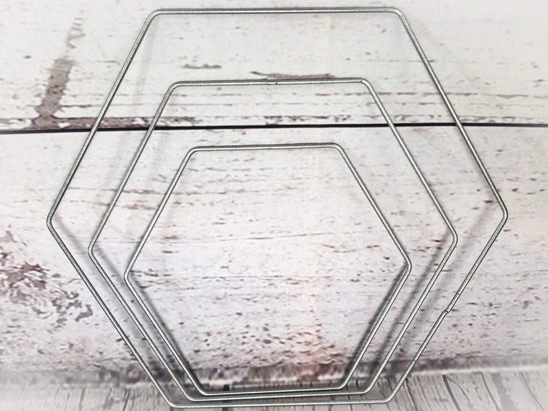 Trockenblumen Sechseck Deko – Hexagon Metallring handgefertigt