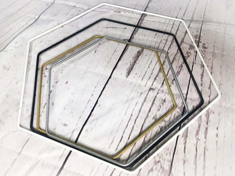 Trockenblumen Sechseck Deko – Hexagon Metallring handgefertigt