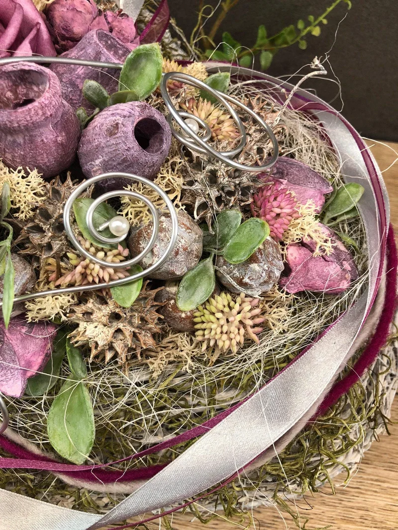 Grabdekoration Herz Rose – Seidenblumen langlebig – wetterfest & langl