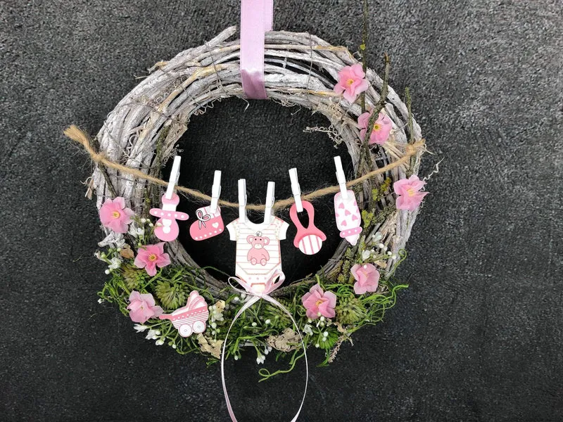 Ganzjährige Türdeko Seidenblumen – Türkranz handgefertigt