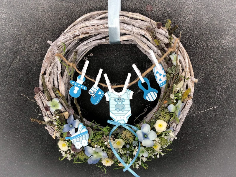 Ganzjährige Türdeko Seidenblumen – Türkranz handgefertigt