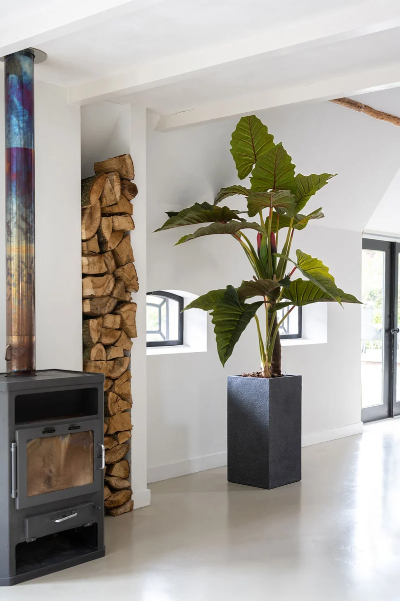 Pflanzsäule Bouvy Schwarz in Granit-Optik