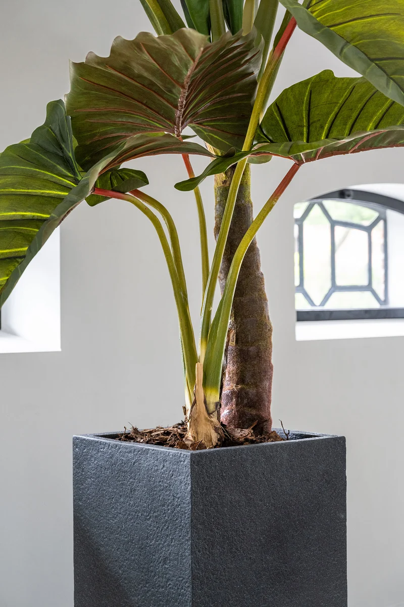 Pflanzsäule Bouvy Schwarz in Granit-Optik