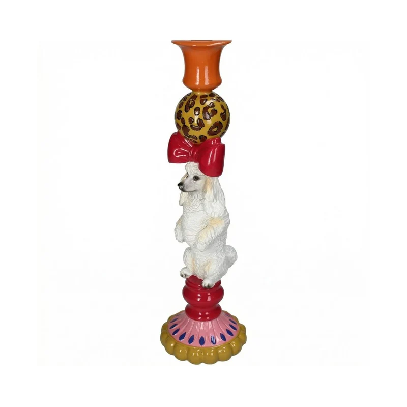 Dog Candle Holder Polyresin Ø10,5 ↑36 cm